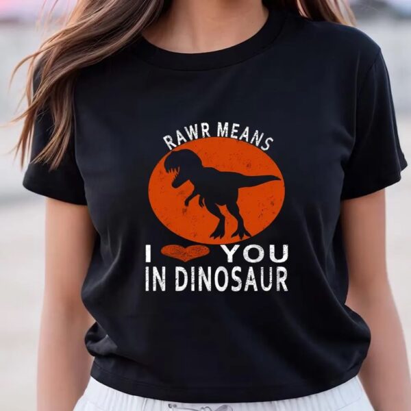 Valentines Womens Shirts, Rawr Means I Love You In Dinosaur Valentine’s Day Gift T-Shirt