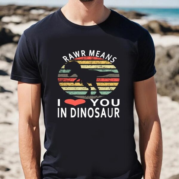 Valentines Womens Shirts, Rawr Means I Love You In Dinosaur Valentine’s Day T-Shirt