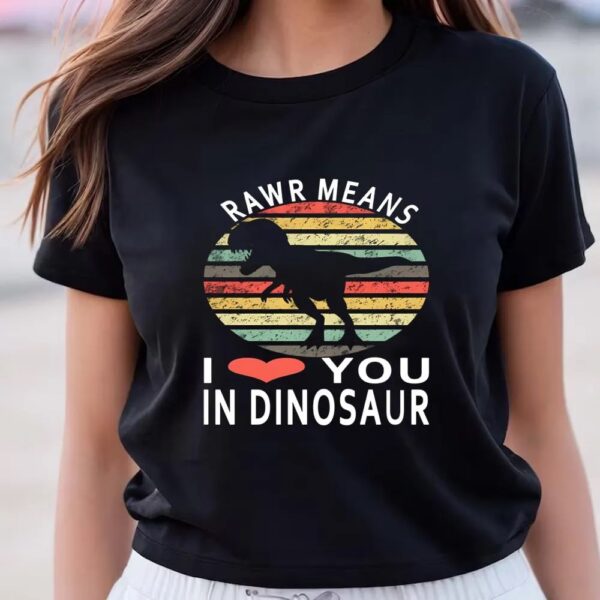 Valentines Womens Shirts, Rawr Means I Love You In Dinosaur Valentine’s Day T-Shirt