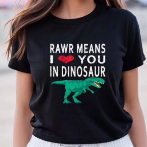 Valentines Womens Shirts Rawr Means I Love You In Dinosaur Valentines T Shirt 3