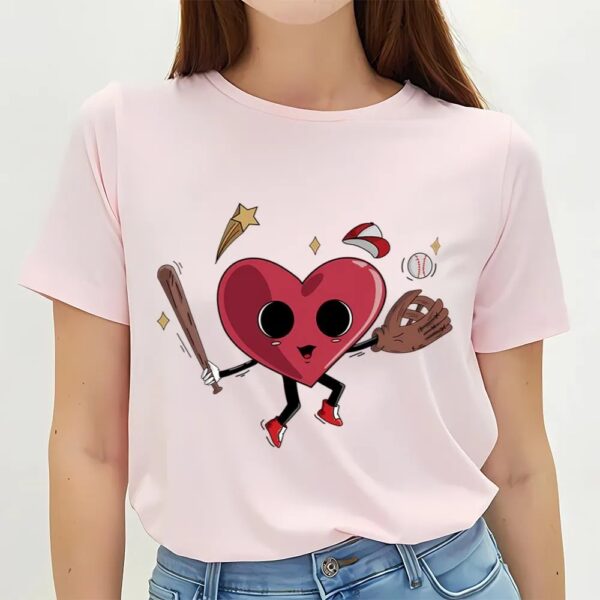 Valentines Womens Shirts, Retro Baseball Heart Shirt, Baseball Valentines Day Gift T-Shirt