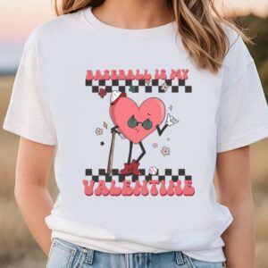 Valentines Womens Shirts Retro Baseball Valentines Day Baseball Is My Valentine Baseball Heart T Shirt 1