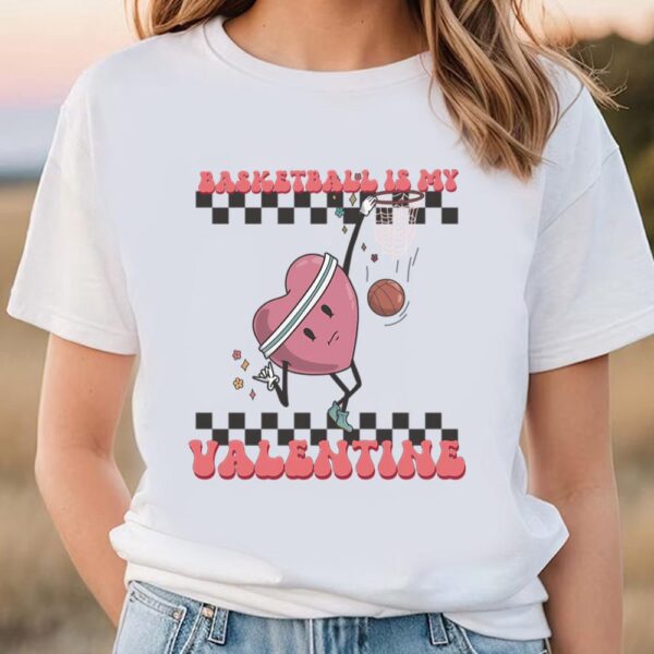 Valentines Womens Shirts, Retro Basketball Valentines Day shirt, Basketball Heart Player T-Shirt