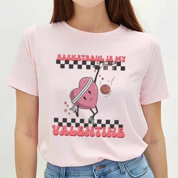 Valentines Womens Shirts, Retro Basketball Valentines Day shirt, Basketball Heart Player T-Shirt