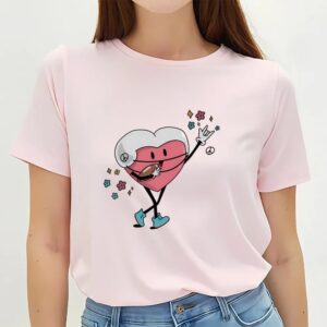 Valentines Womens Shirts Retro Football Heart Player Shirt Football Valentines Day Gift T Shirt 3