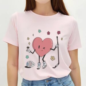 Valentines Womens Shirts Retro Hockey Heart Shirt Hockey Valentines Day Gift T Shirt 3