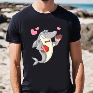 Valentines Womens Shirts Shark Valentine Shirt Hearts Flowers And Shark Love My Shirt 1