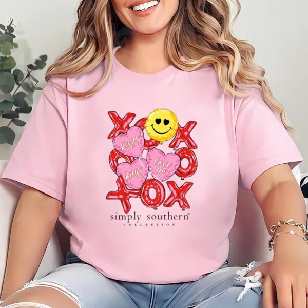 Valentines Womens Shirts, Simply Southern Xoxo Balloons Valentines T-shirt