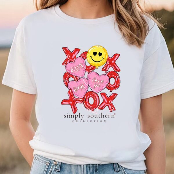 Valentines Womens Shirts, Simply Southern Xoxo Balloons Valentines T-shirt