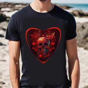 Valentines Womens Shirts Skull Heart For Valentines Day T shirt 1