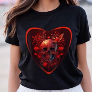 Valentines Womens Shirts Skull Heart For Valentines Day T shirt 3