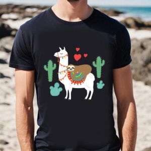 Valentines Womens Shirts Sloth Llama Heart Cactus Funny Valentines Day Shirt 1