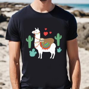 Valentines Womens Shirts Sloth Llama Heart Cactus Funny Valentines Day Shirt 2