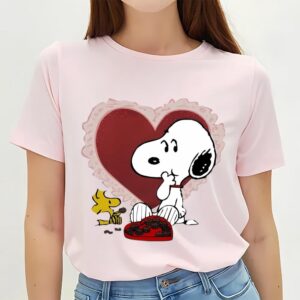 Valentines Womens Shirts Snoopy And Woodstock Eat Chocolate Valentine Day Shirt 2