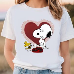 Valentines Womens Shirts Snoopy And Woodstock Eat Chocolate Valentine Day Shirt 3