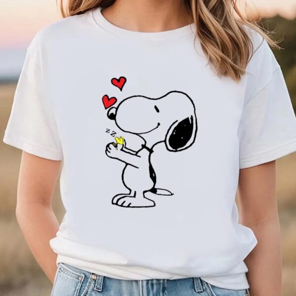 Valentines Womens Shirts, Snoopy And Woodstock Happy Valentine Day Gifts Shirt