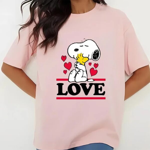 Valentines Womens Shirts, Snoopy And Woodstock Love T-Shirt Valentine Meaning Holiday Valentine Day Gifts Shirt