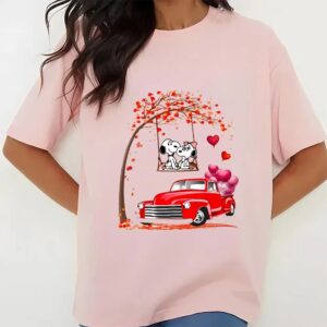 Valentines Womens Shirts Snoopy Balloon Car Valentine T shirt 3