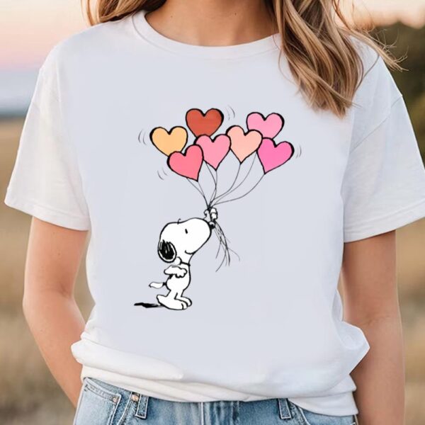 Valentines Womens Shirts, Snoopy Balloon Hearts Valentines Day Gift T Shirt