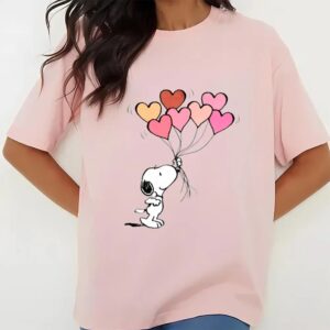 Valentines Womens Shirts Snoopy Balloon Hearts Valentines Day Gift T Shirt 3