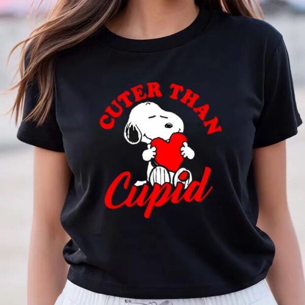 Valentines Womens Shirts, Snoopy Cuter Than Cupid Valentine Day Shirt