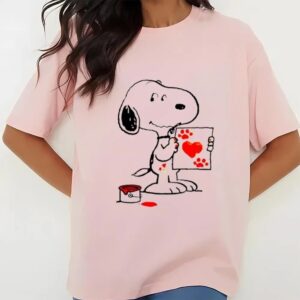 Valentines Womens Shirts Snoopy Draw Love In Valentine Day Snoopy Valentine T shirt 3