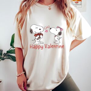 Valentines Womens Shirts Snoopy Happy Valentine Day Coupe Shirt 1