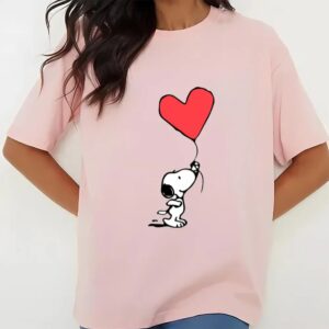 Valentines Womens Shirts Snoopy Heart Valentine Balloon Shirt 3