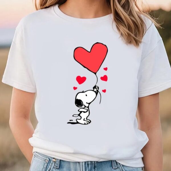 Valentines Womens Shirts, Snoopy Heart Valentine’s Day Balloon Snoopy Love Shirt