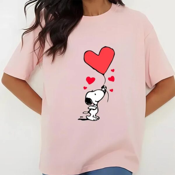 Valentines Womens Shirts, Snoopy Heart Valentine’s Day Balloon Snoopy Love Shirt