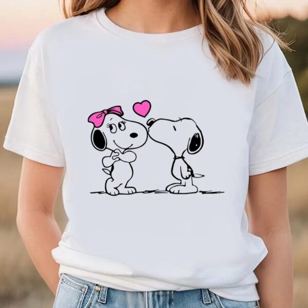 Valentines Womens Shirts, Snoopy Kiss Girlfriend Valentine Shirt