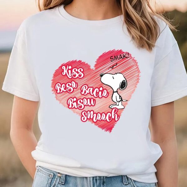 Valentines Womens Shirts, Snoopy Kisses Light Valentine T-Shirt