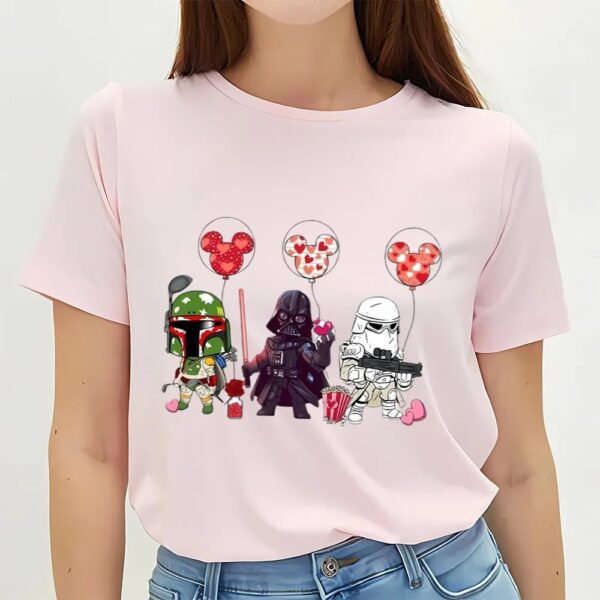 Valentines Womens Shirts, Star Wars Characters Valentine Day Shirt Disney Mickey Ears Balloon Valentine Shirt