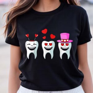 Valentines Womens Shirts Tooth Hearts Valentines Day Cute Dentist Dental Hygienist Shirt 1