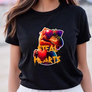 Valentines Womens Shirts Trex Steal Heart Valentine T shirt 3