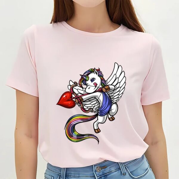 Valentines Womens Shirts, Unicorn Cupid Valentine T-Shirt