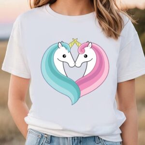 Valentines Womens Shirts Unicorn Heart Valentine T shirt 1