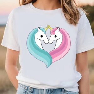 Valentines Womens Shirts Unicorn Heart Valentine T shirt 2