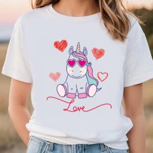 Valentines Womens Shirts Unicorn Love Hearts Sweet Valentines Lovers Gift T Shirt 1