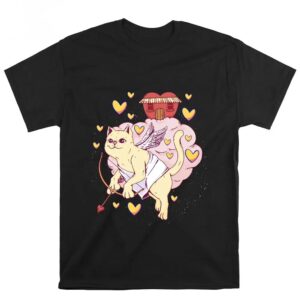 Valentines Womens Shirts Valentine Cat Cupid T Shirt 3