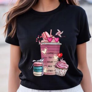 Valentines Womens Shirts Valentine Coffee Lover Heart Women Girl Valentines Day Shirt 3