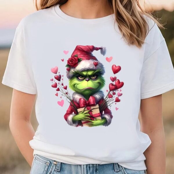 Valentines Womens Shirts, Valentine Grinch With Hearts Valentine Shirt