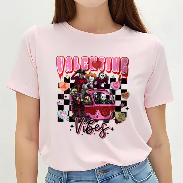 Valentines Womens Shirts, Valentine Horror Movie Characters Lover Vibes Limited Edition T-shirts