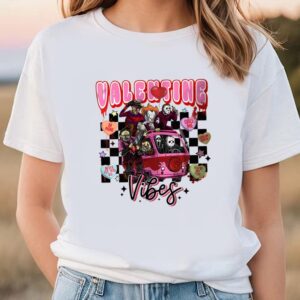 Valentines Womens Shirts Valentine Horror Movie Characters Lover Vibes Limited Edition T shirts 3