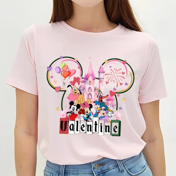 Valentines Womens Shirts, Valentine Mouse Couple Disney Castle Love Valentine’s Day Shirt