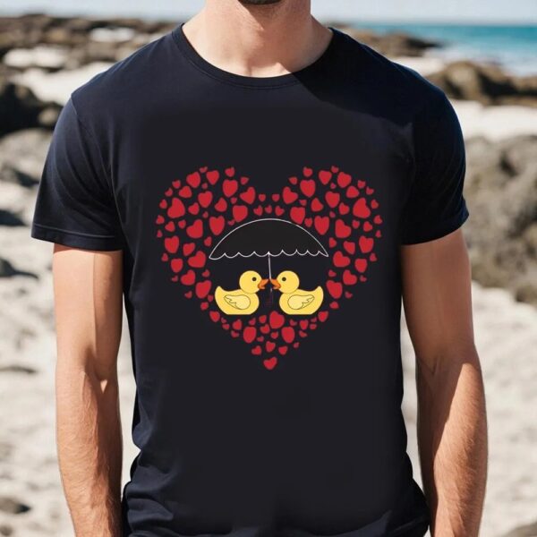 Valentines Womens Shirts, Valentine Rubber Ducks T-shirts Heart Rain Gifts