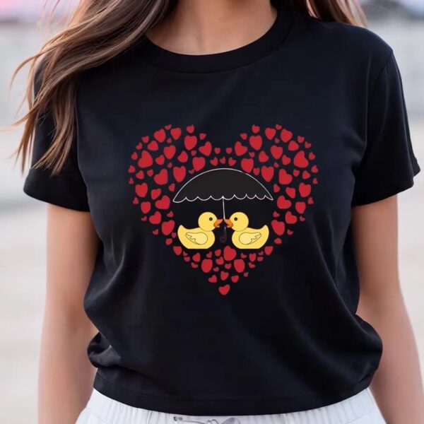 Valentines Womens Shirts, Valentine Rubber Ducks T-shirts Heart Rain Gifts