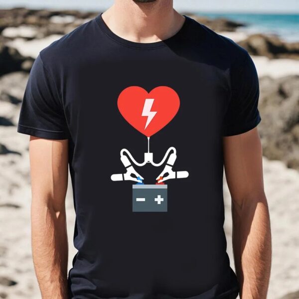 Valentines Womens Shirts, Valentine Tee Charging Heart Battery Valentine T-Shirt