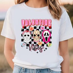 Valentines Womens Shirts, Valentine Vibes Horror Characters Shirt