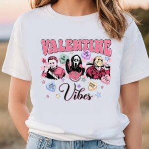 Valentines Womens Shirts Valentine Vibes Horror Movie Characters Shirt 3